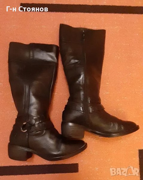 Продавам дамски кожени ботуши с подплата и цип, снимка 1