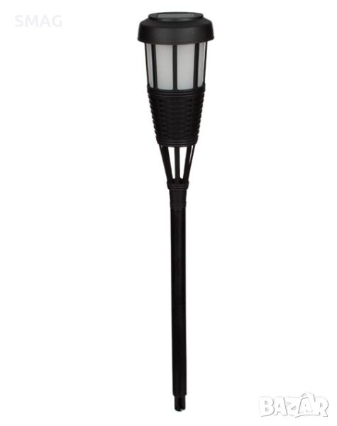 Слънчев фенер соалрна лампа LED факел с пламък ефект пластмаса трикотажни черни 41 см, снимка 1