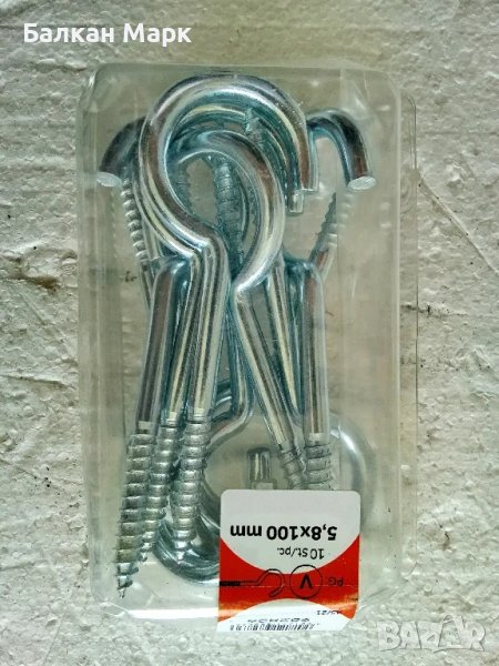 КУКА ЗА ДЪРВО С РЕЗБА, ПОЦИНКОВАНА 5.8x100 мм, оп. 10 бр., снимка 1