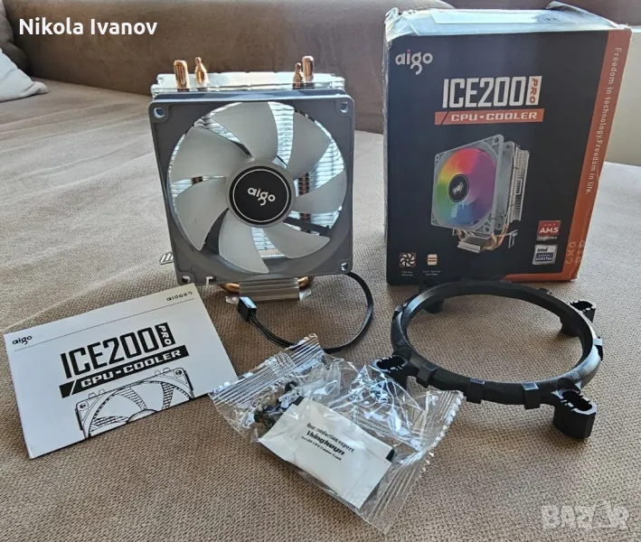 RGB CPU Cooler 95W ICE 200 PRO AM5/AM4/AM3/LGA1700/LGA1200/LGA115X/775/1366/AM2, снимка 1