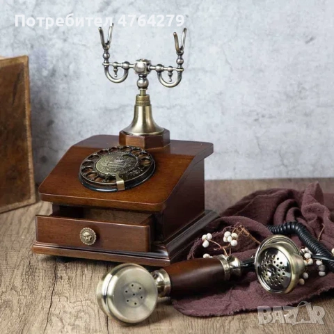 Нов Дървен Ретро Телефон сШайба Работещ Аналогов, снимка 2 - Други - 53885059