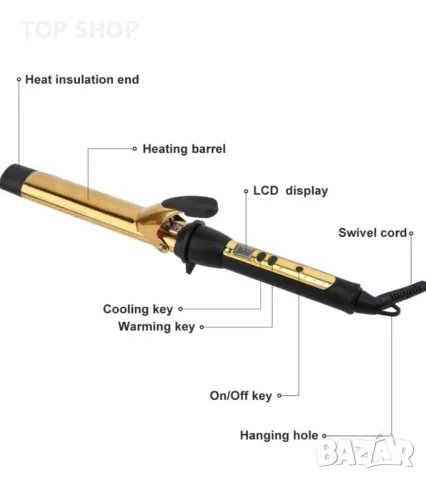 Професионална маша за коса, овална маша за къдрене  с LCD дисплей, снимка 5 - Маши за коса - 48934467