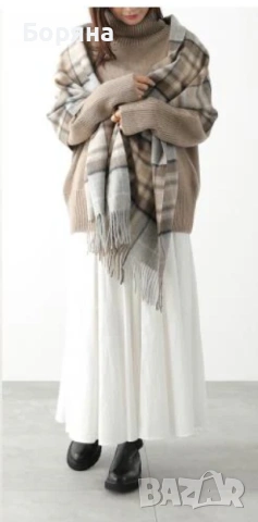 Нов дамски шал от камилска вълна и кашмир в стил Burberry, снимка 4 - Шалове - 53724748