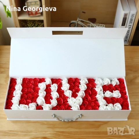 Голяма подаръчна кутия с вечни 520 рози - LOVE BUKET , снимка 2 - Подаръци за жени - 53632955