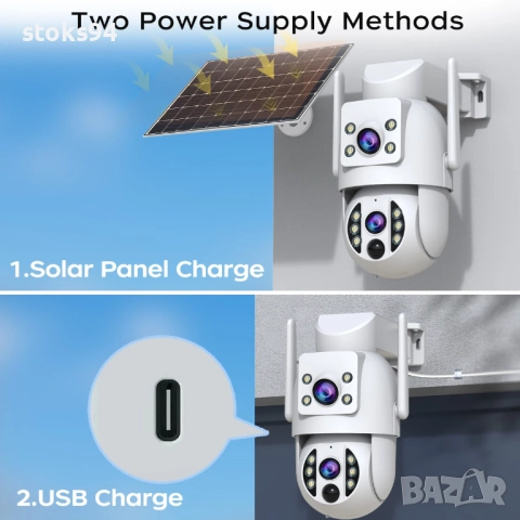 WiFi PTZ IP напълно безжична камера Jooan, захранване от соларен панел, акумулаторна батерия 9Ah, снимка 7 - Други - 52572996