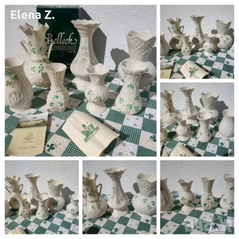 Ръчно рисувани вази Belleek Ирландия, снимка 2 - Вази - 53656650