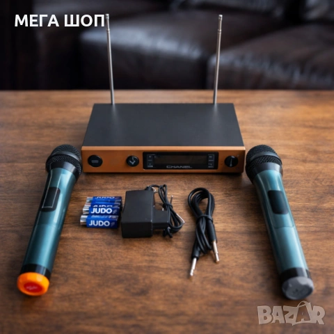 Комплект 2 броя безжични микрофони и UHF приемник с дисплей GLXD4, снимка 2 - Микрофони - 53860314