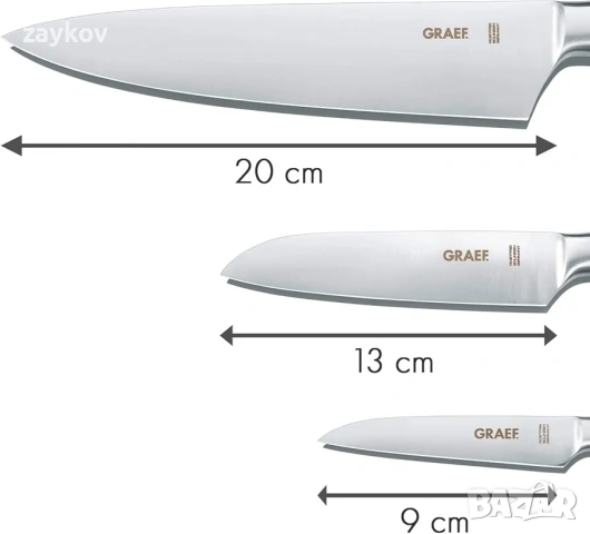 GRAEF. KN5150 Комплект готварски ножове, 3 части, нож за зеленчуци, нож сантоку и готварски нож, снимка 2 - Ножове - 53478224