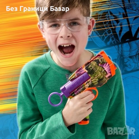 Нов Nerf Marvel Hulk бластер с 4 меки стрели N1 за деца 8+ играчка, снимка 5 - Други - 51771329