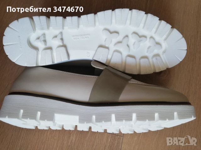 Дамски обувки лофери бежови (нови, размер 40)., снимка 4 - Дамски ежедневни обувки - 52147364