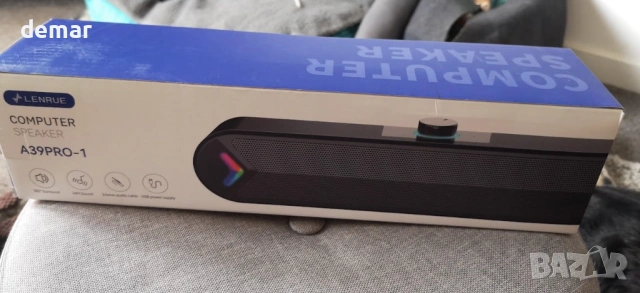 LENRUE 10W стерео компютърен саундбар с цветни светлини, 1,2 метра кабел, (черен-Aux), снимка 7 - Други - 54226868