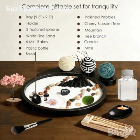 Нова Дзен градина за бюро японски комплект с пясък и аксесоари Декорация дом , снимка 3 - Други - 54196015
