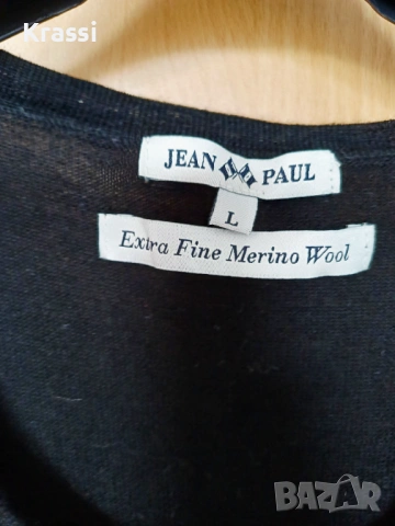 Черна жилетка мерино вълна Л Jean Paul , снимка 4 - Жилетки - 53221258