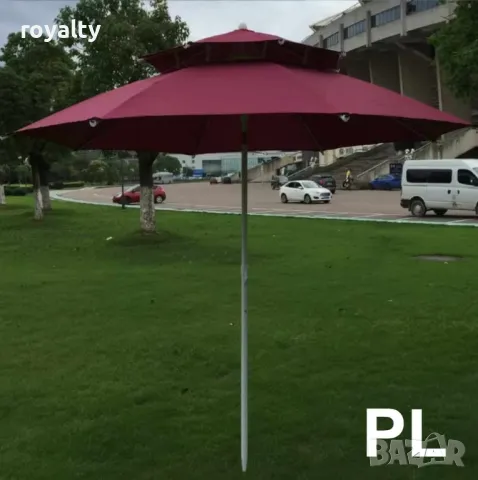 Градински чадър с UV защита с ветроустойчива клапа и двоен покрив – 220/220 см, снимка 3 - Градински мебели, декорация  - 50394371