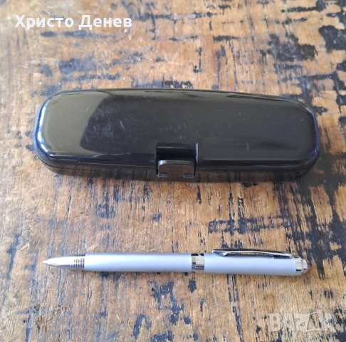 химикалка метална сребърна Сапи Sapi Италия Italy с UV фенерче в кутия , снимка 4 - Ученически пособия, канцеларски материали - 53733040