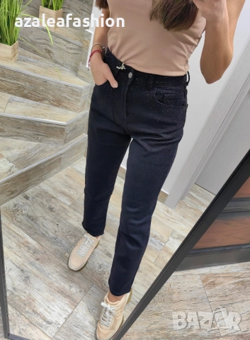 Дамски дънки мом фит с камъни, снимка 11 - Дънки - 52671012