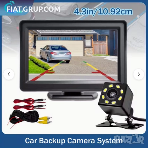 Задна камера 5MP HD  с монитор паркиране сензор парктроник 8LED HD НОВО, снимка 6 - Аксесоари и консумативи - 52196032