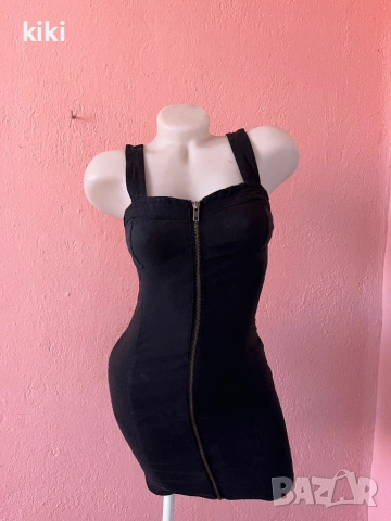 H&M Xs/34 Черна бандажна рокля с цип  