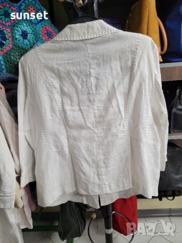 бяло ленено сако,100 % лен - 46 размер, снимка 8 - Сака - 45429480