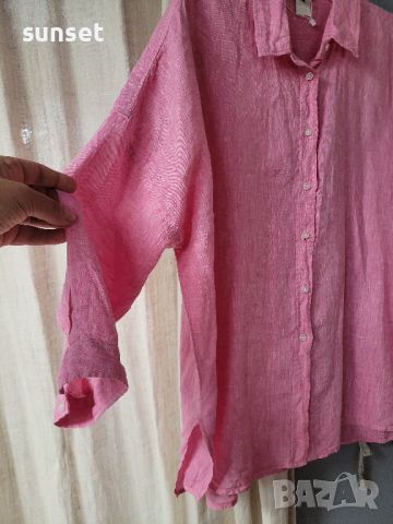Розова ЛЕНЕНА риза ГОЛЯМ размер- XXL, снимка 7 - Ризи - 46156886