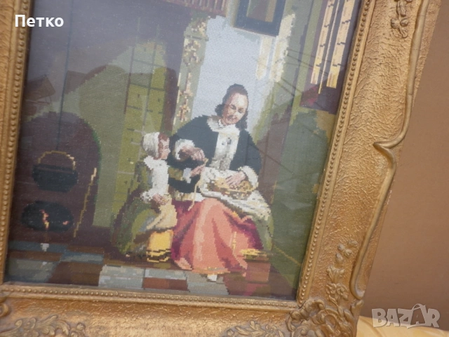 Голям  автентичен  гоблен, снимка 3 - Антикварни и старинни предмети - 53148414