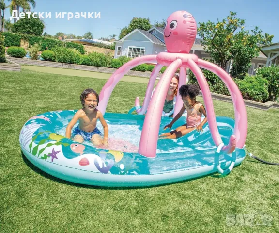 Надуваем център октопод Intex, 234 x 183 см, водна пързалка, PVC, цветен, снимка 1