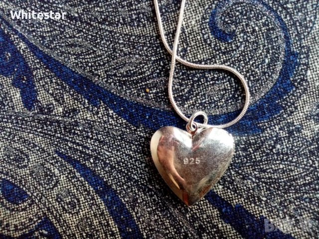 Посребрено дамско колие "Сребърно сърце", снимка 3 - Колиета, медальони, синджири - 53623743