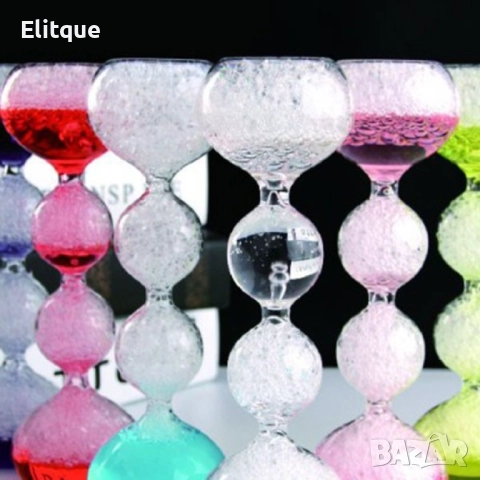 Елегантен стъклен, цветен таймер – тип „пясъчен часовник“  с мехурчета SL4, снимка 6 - Други стоки за дома - 52816373