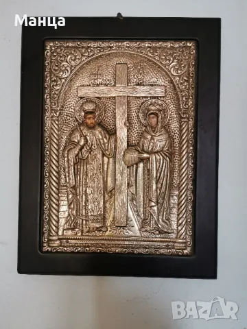 Гръцка сребърна икона Константин и Елена