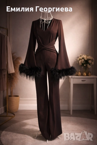 Кафяв гащеризон с пера и пух , снимка 2 - Гащеризони - 54005547