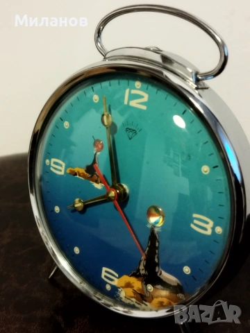 Стар анимиран будилник, настолен часовник, снимка 8 - Антикварни и старинни предмети - 54193438