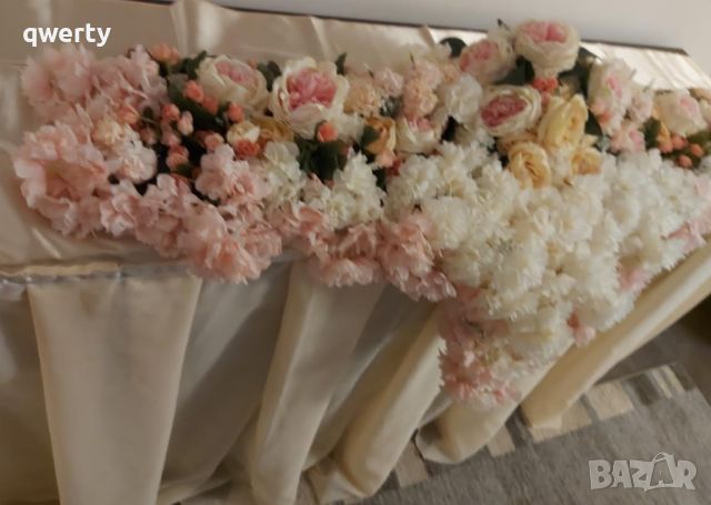  Букет за  маса с покривка, украса за сватба, снимка 3 - Изкуствени цветя - 40197575