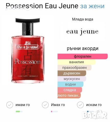 Дамски парфюм "Possession" by Eau Jeune / 75ml EDT , снимка 5 - Дамски парфюми - 46581857