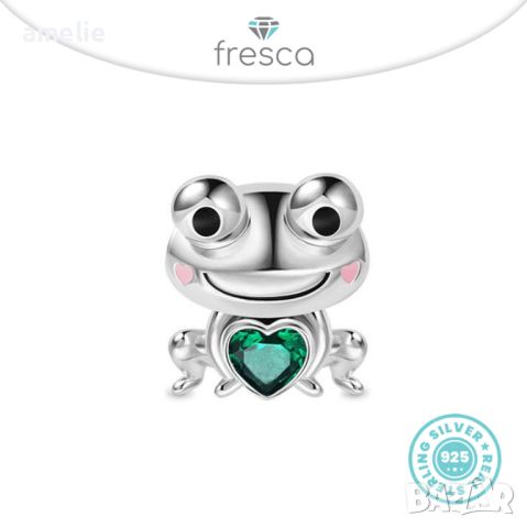 Талисман Fresca по модел тип Пандора сребро проба 925 Pandora Stone Frog Charm. Колекция Amélie, снимка 1 - Други - 38788547
