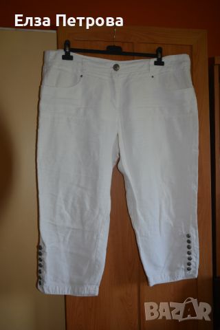 Бели ленени 7/8 летни панталони , снимка 1 - Къси панталони и бермуди - 46240024