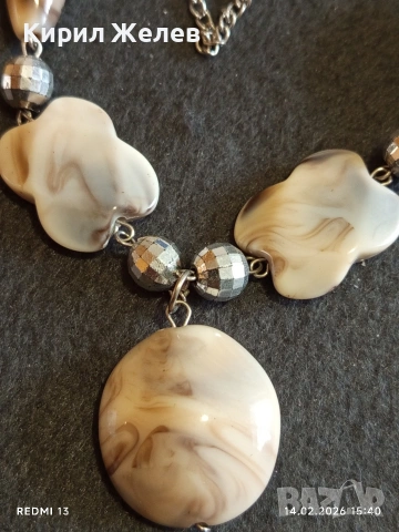 Винтидж стил красиво колие мраморен ефект стил и елегантност 51813, снимка 5 - Колиета, медальони, синджири - 53476259