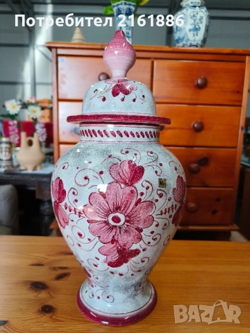 Уникална ръчно рисуван ваза с капак, снимка 4 - Вази - 52165738