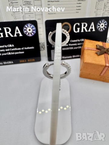 Сребърни обеци с мойсанит (Диамант) 0.5 карата, снимка 5 - Обеци - 52844065