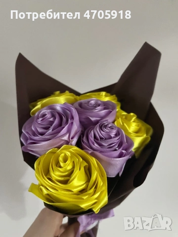 Вечни сатенени рози, снимка 2 - Декорация за дома - 53063314