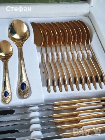 Комплект позлатени прибори, снимка 6 - Антикварни и старинни предмети - 50310371