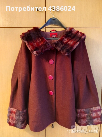ДАМСКО БЪЛГАРСКО ВЪЛНЕНО ПАЛТО ЦВЯТ ВИШНЕВО ХЛ СУПЕР ЕВТИНО!, снимка 7 - Палта, манта - 52090304