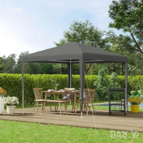 Сгъваема градинска шатра 3x3 м – Здрава метална конструкция, регулируема височина, снимка 2 - Градински мебели, декорация  - 54117548