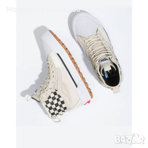 Дамски зимни обувки vans checkerboard sk8 hi gore tex mte 3 shoes beige, снимка 3 - Дамски боти - 46651538