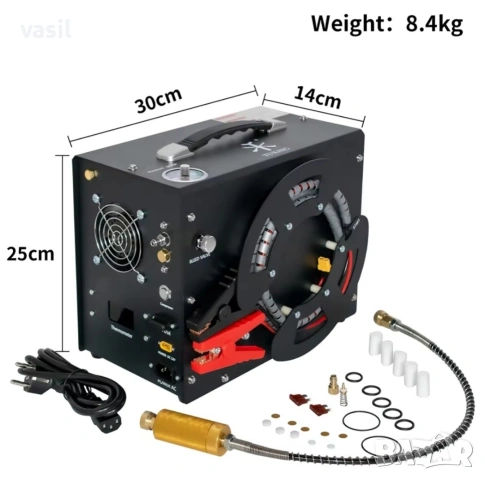 TUXING PCP Компресор 300 Bar 30MPa – 220V – За бутилки до 6L – Въздушно охлаждане