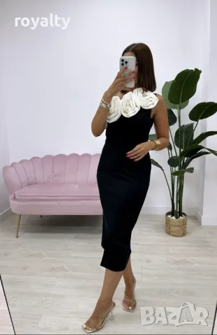 Дамска официална рокля с бели рози, снимка 4 - Рокли - 49714157