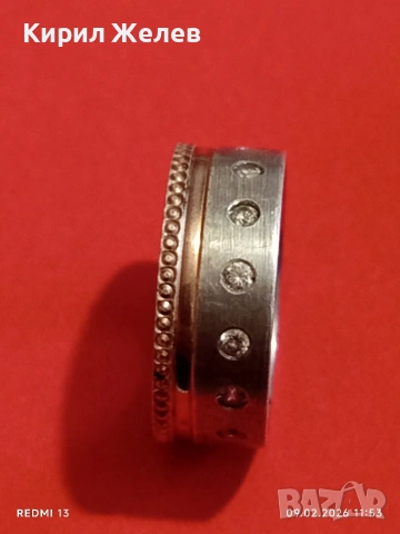 Авторски сребърен пръстен с вградени диаманти уникално красив 25180, снимка 7 - Пръстени - 53411862