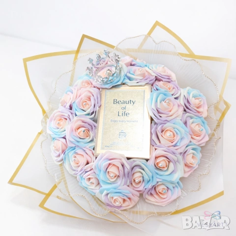 Букет с парфюм и декоративни рози, снимка 3 - Дамски парфюми - 54100258