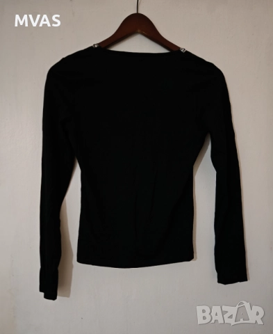 Нова дамска черна блуза с дълъг ръкав  блестящи мъниста S размер, снимка 2 - Блузи с дълъг ръкав и пуловери - 51609907