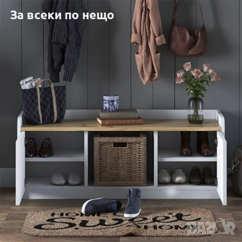 Пейка за обувки Артур - бял цвят и орех Код P1690, снимка 4 - Шкафове - 52960318