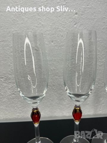 Стъклени чаши за шампанско. №5516, снимка 2 - Антикварни и старинни предмети - 46171085